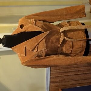 Rue21 Women's Tan Suede Belted Jacket With Front Pockets Sz Small